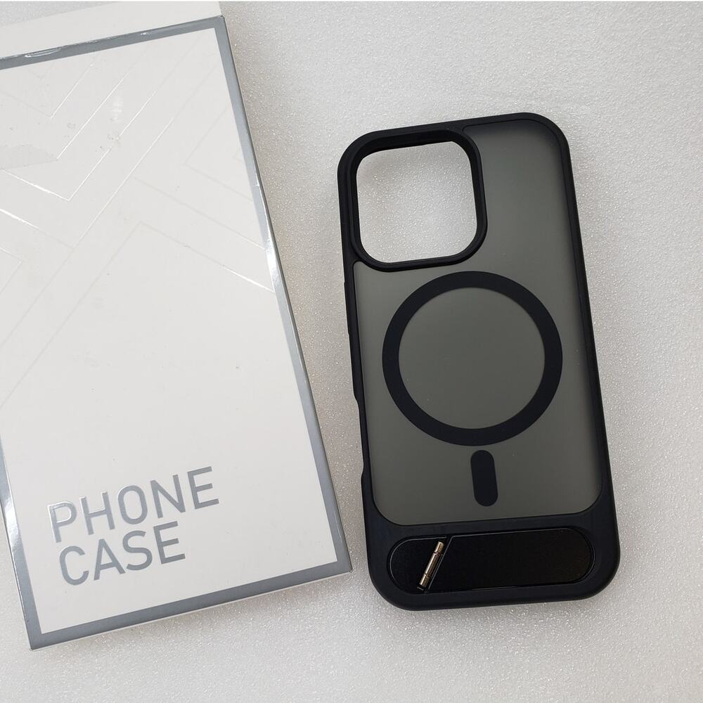 Temdan Magnetic Stand Case for iPhone 16 Pro - Black Kickstand Cover
